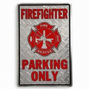 Fire Fighter Parking Only Sign