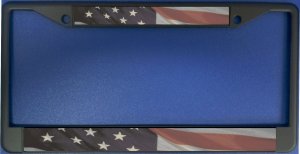 American Flag Split On Black License Plate Frame