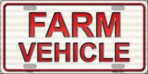 Farm Vehicle Metal License Plate