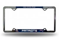 New England Patriots Thin Top Chrome License Plate Frame
