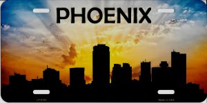 Phoenix Skyline Silhouette Metal License Plate