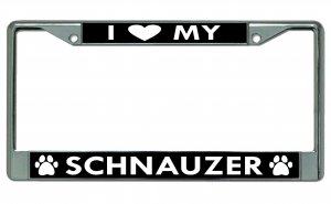 I Heart My Schnauzer Dog Chrome License Plate Frame