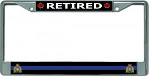 Thin Blue Line Retired Canada #2 Chrome License Plate Frame