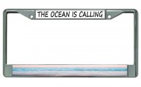 The Ocean Is Calling Chrome License Plate Frame