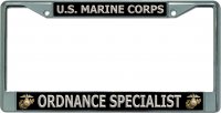 U.S. Marine Corps Ordnance Specialist Chrome License Plate Frame