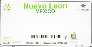 Nuevo Leon Mexico Blank Background Metal License Plate