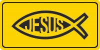 Jesus Fish On Yellow Photo License Plate