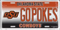 Oklahoma State Cowboys GOPOKES Metal License Plate