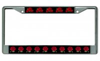Red Roses On Black Chrome License Plate Frame