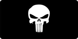 Punisher Skull On Black Photo License Plate
