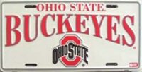 Ohio State Buckeyes White License Plate