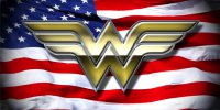Wonder Woman On American Flag Photo License Plate