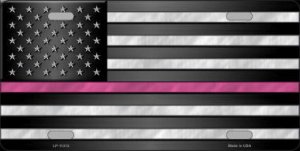 Thin Pink Line Metal License Plate