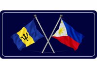 Barbados And Philippines Crossed Flags Photo License Plate