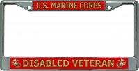 U.S. Marine Corps Disabled Veteran Chrome License Plate Frame