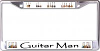 Guitar Man Chrome License Plate Frame