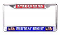 Proud Military Family Chrome License Plate Frame