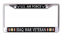U.S. Air Force Iraq War Veteran Chrome License Plate Frame