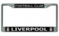 Liverpool Football Club On Black Chrome License Plate Frame