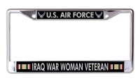 U.S. Air Force Iraq War Woman Veteran Chrome License Plate Frame