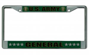 U.S. Army General Chrome Photo License Plate Frame