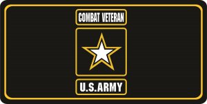 U.S. Army Combat Veteran Black Photo License Plate