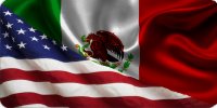 Mexican American Flags Split Photo License Plate