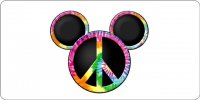 Mickey Mouse Ears with Peace Sign Logo License Plate