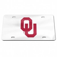 Oklahoma Sooners White Laser License Plate