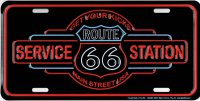 Route 66 Service Station Metal License Plate