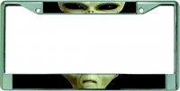 Alien Face Split Chrome License Plate Frame