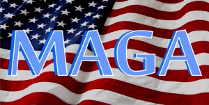 MAGA On American Flag Photo License Plate