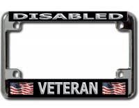 Disabled Veteran Chrome Motorcycle License Plate Frame