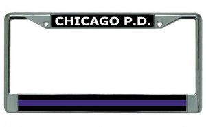 Chicago P.D. Thin Blue Line Chrome License Plate Frame