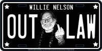 Willie Nelson Outlaw Metal License Plate