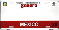 Sonora Mexico Blank Background Metal License Plate