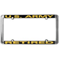 U.S. Army Retired Thin Rim Chrome License Plate Frame