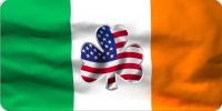 Irish Flag With U.S. Flag Shamrock Photo License Plate