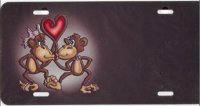 Monkeys Kissing Airbrush License Plate