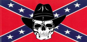 Rebel Flag With Cowboy Skull License Plate