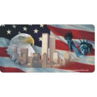 Twin Towers Eagle And Statue Of Liberty Photo License Plate