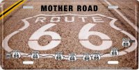 Route 66 Road Paint Metal License Plate