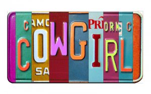 COWGIRL Cut Style Metal Art License Plate
