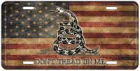 Don't Tread On Me Vintage USA Flag Metal License Plate
