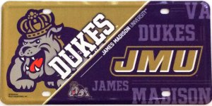 James Madison Dukes Metal License Plate