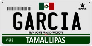Mexico Tamaulipas Photo License Plate