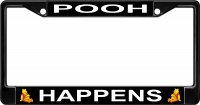 Pooh Happens Black License Plate Frame