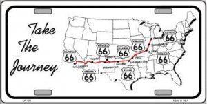Route 66 Take The Journey Metal License Plate