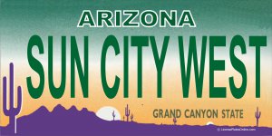 Arizona SUN CITY WEST Photo License Plate