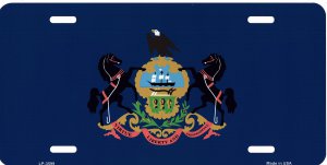 Pennsylvania State Flag Metal License Plate